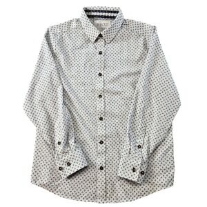 JB HOLT Shirt Boys M White Geometric Button-Up Long Sleeve Pockets Stretch